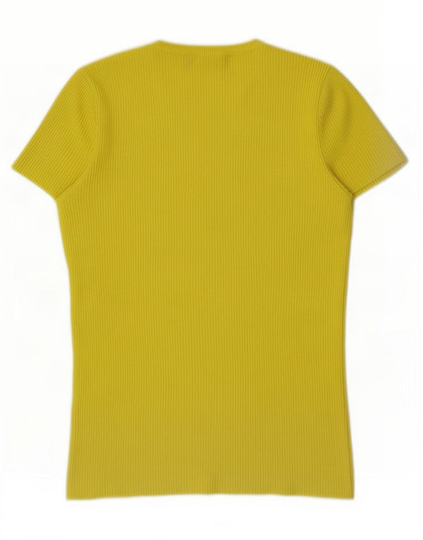 Zara Womens T-Shirt Top UK 10 Small Yellow Viscose