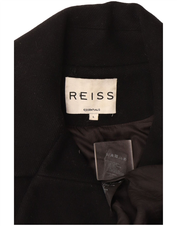 Reiss Womens Overcoat UK 14 Large Black Wool