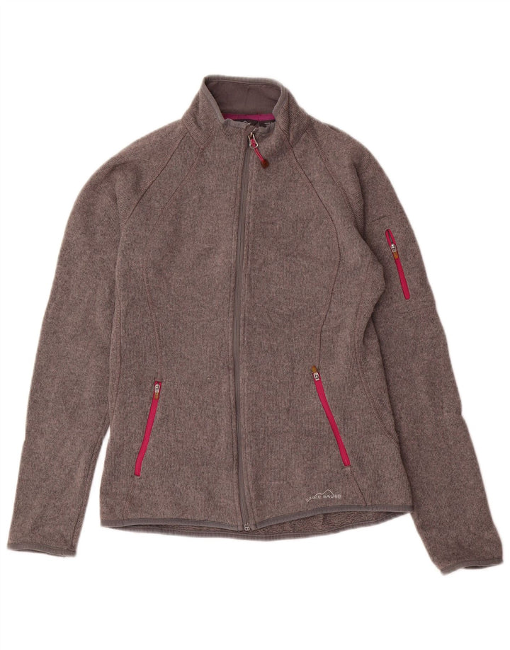 Eddie Bauer Womens Tracksuit Top Jacket UK 10 Small Grey Flecked Polyester