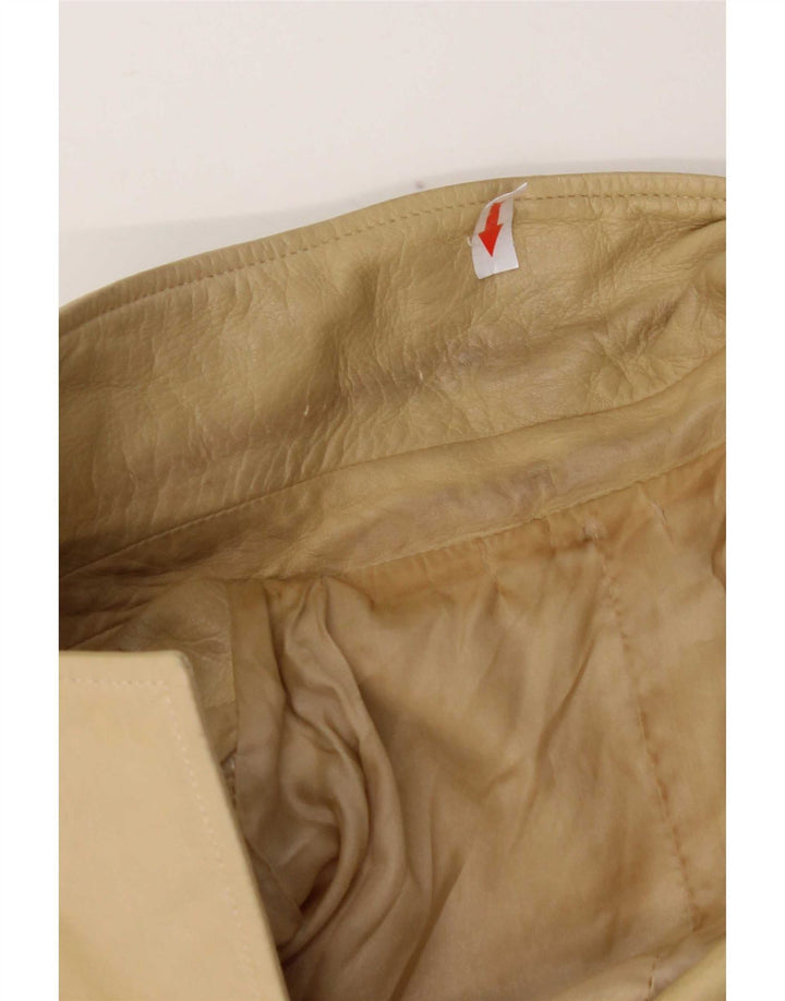 Vintage Womens 3 Button Leather Blazer Jacket IT 44 Medium Beige Leather