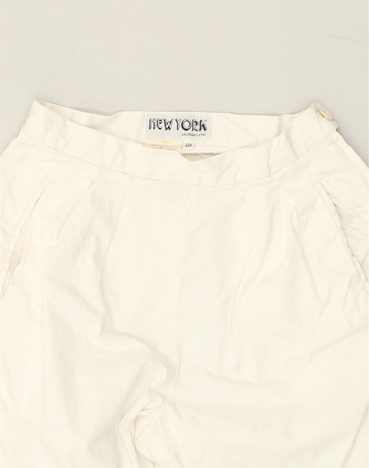 VINTAGE Womens Straight Casual Trousers IT 40 Small W24 L28 White Cotton | Vintage Vintage | Thrift | Second-Hand Vintage | Used Clothing | Messina Hembry 