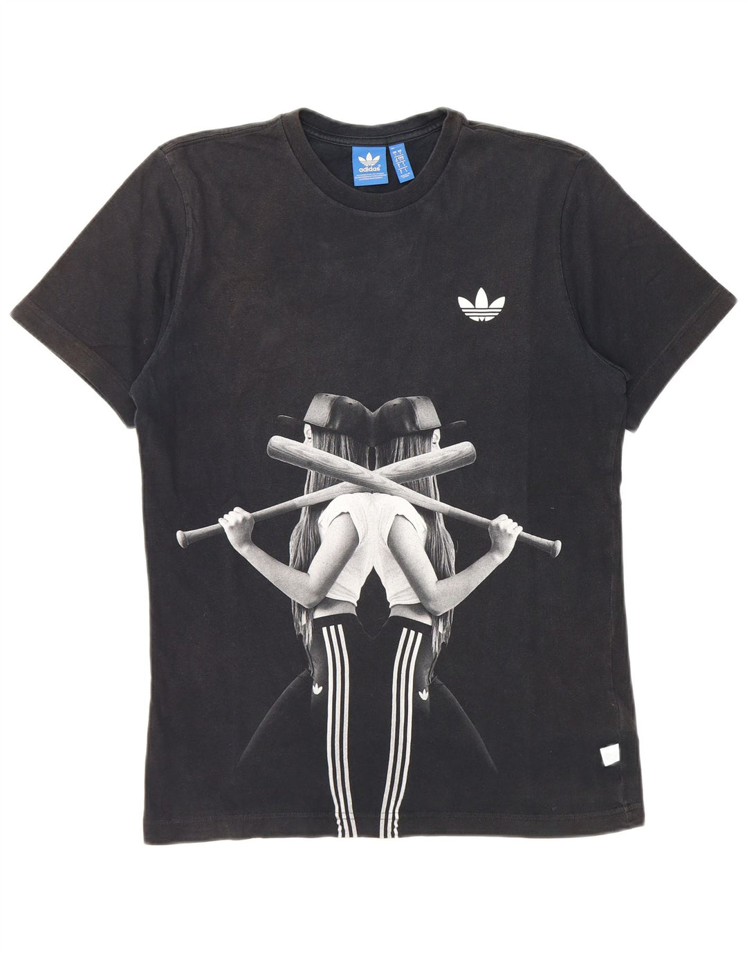 Adidas Mens Graphic T-Shirt Top Small Black Cotton