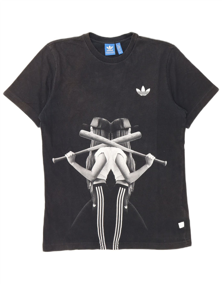Adidas Mens Graphic T-Shirt Top Small Black Cotton
