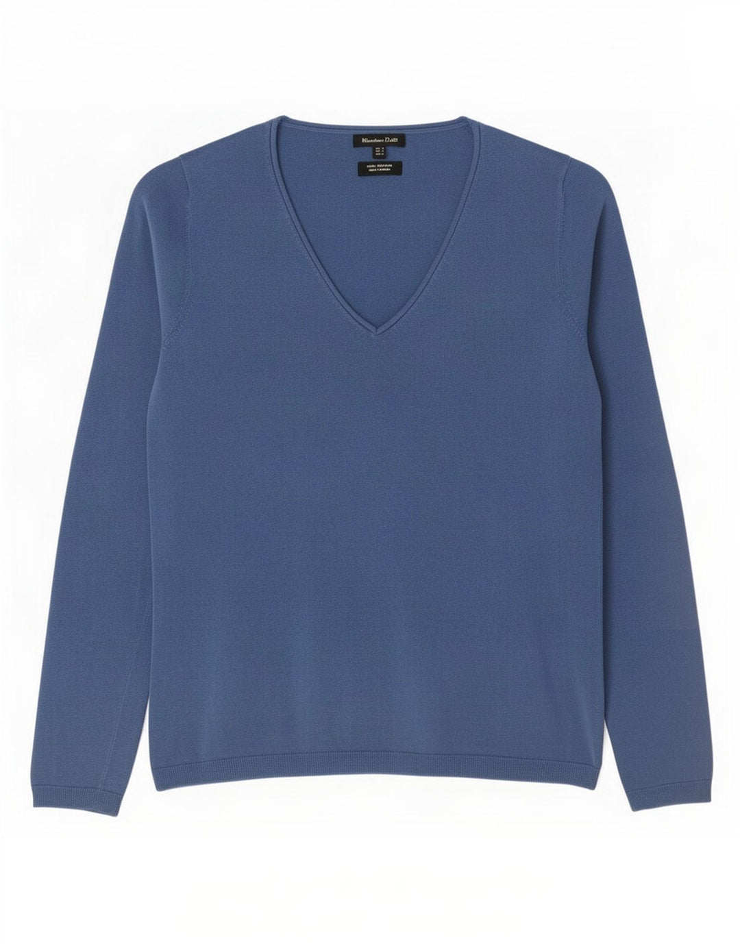 Massimo Dutti Womens V-Neck Jumper Sweater UK 10 Small Blue Cotton