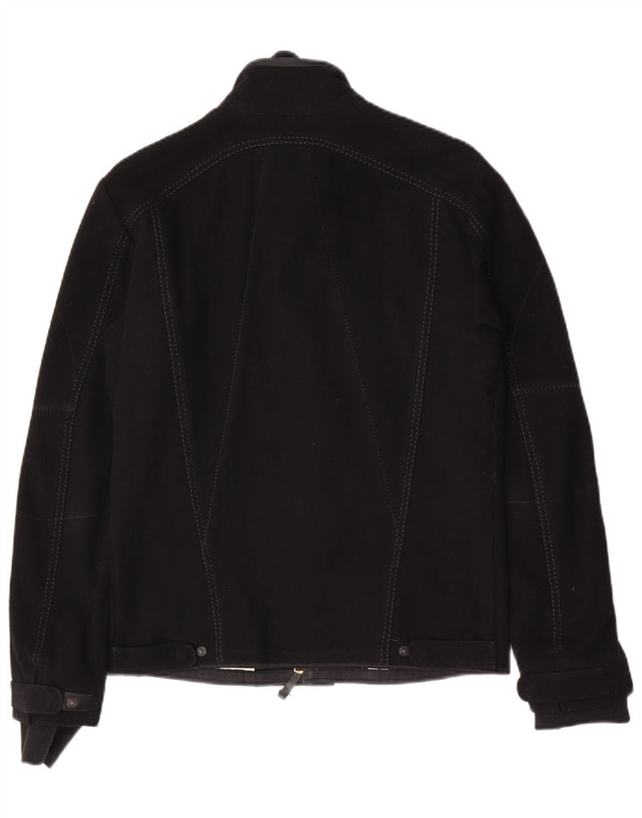 Marithe Francois Girbaud Mens Bomber Jacket UK 38 Medium Black Virgin Wool