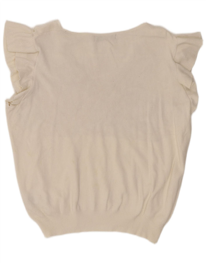Marks & Spencer Womens Sleeveless Blouse Top UK 14 Medium Off White Viscose