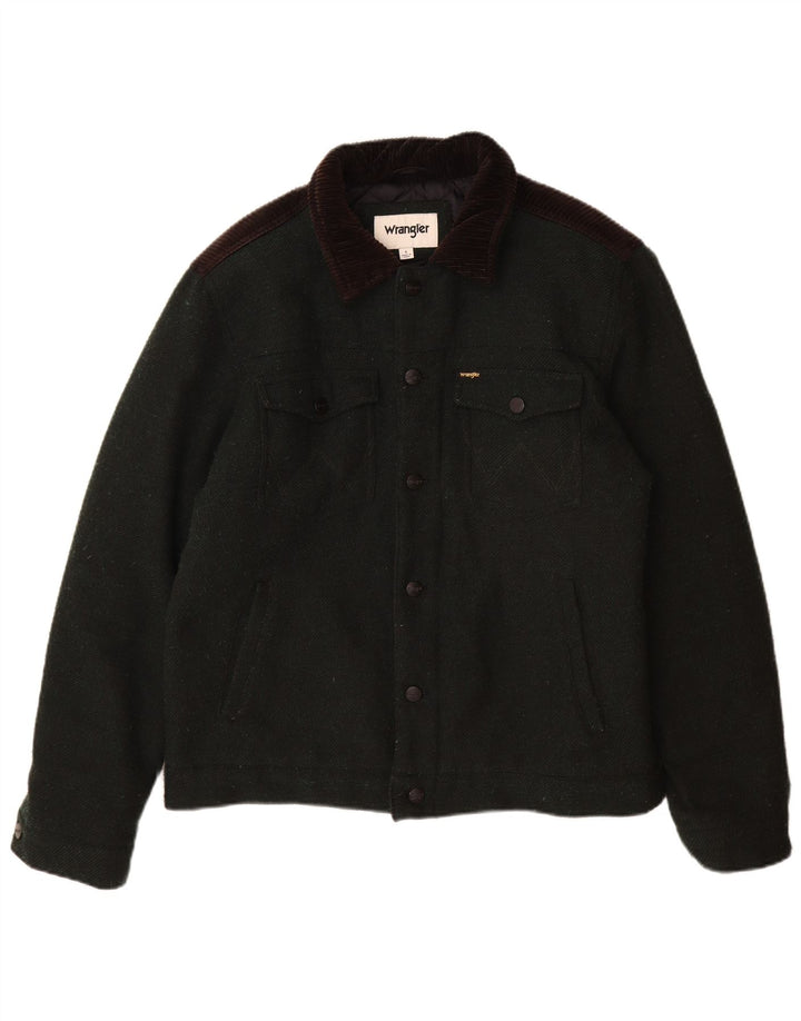 Wrangler Mens Utility Jacket UK 40 Large Green Colourblock Polyester