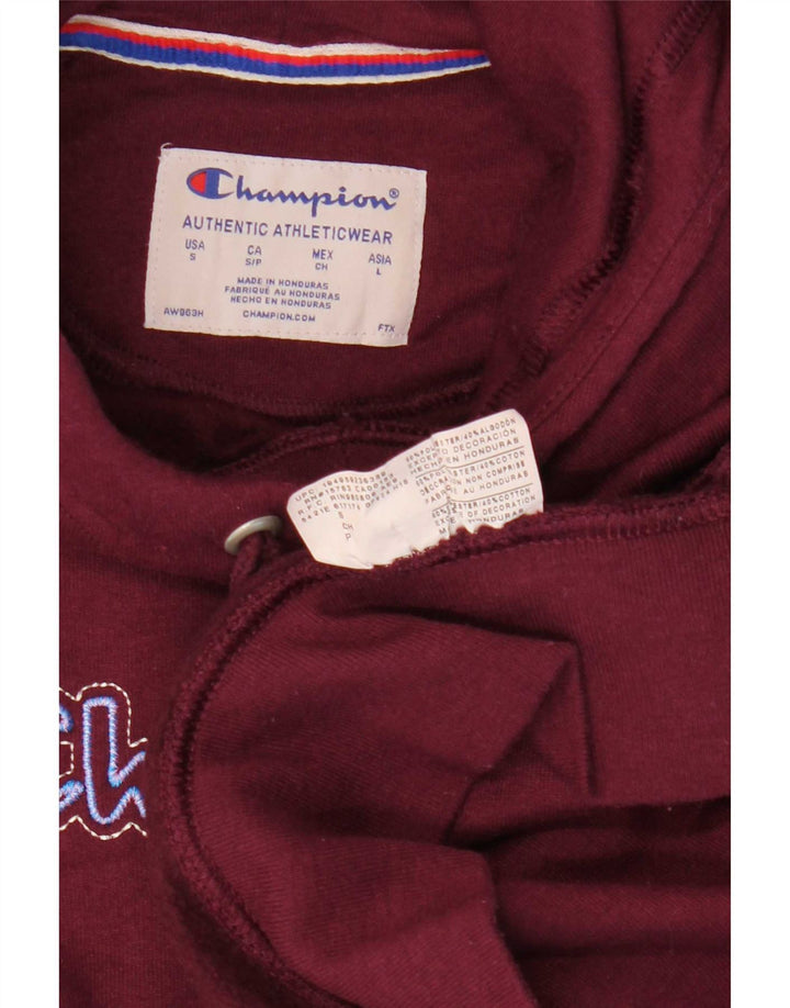 Champion Mens Graphic Hoodie Jumper Small Burgundy Polyester