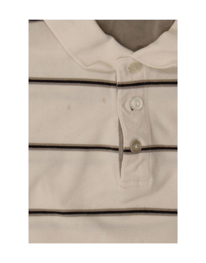 ADIDAS Mens Polo Shirt 2XL White Striped Cotton Vintage Adidas and Second-Hand Adidas from Messina Hembry 