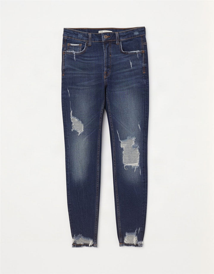Zara Mens Distressed Skinny Jeans EU 40 Medium W31 L28 Blue