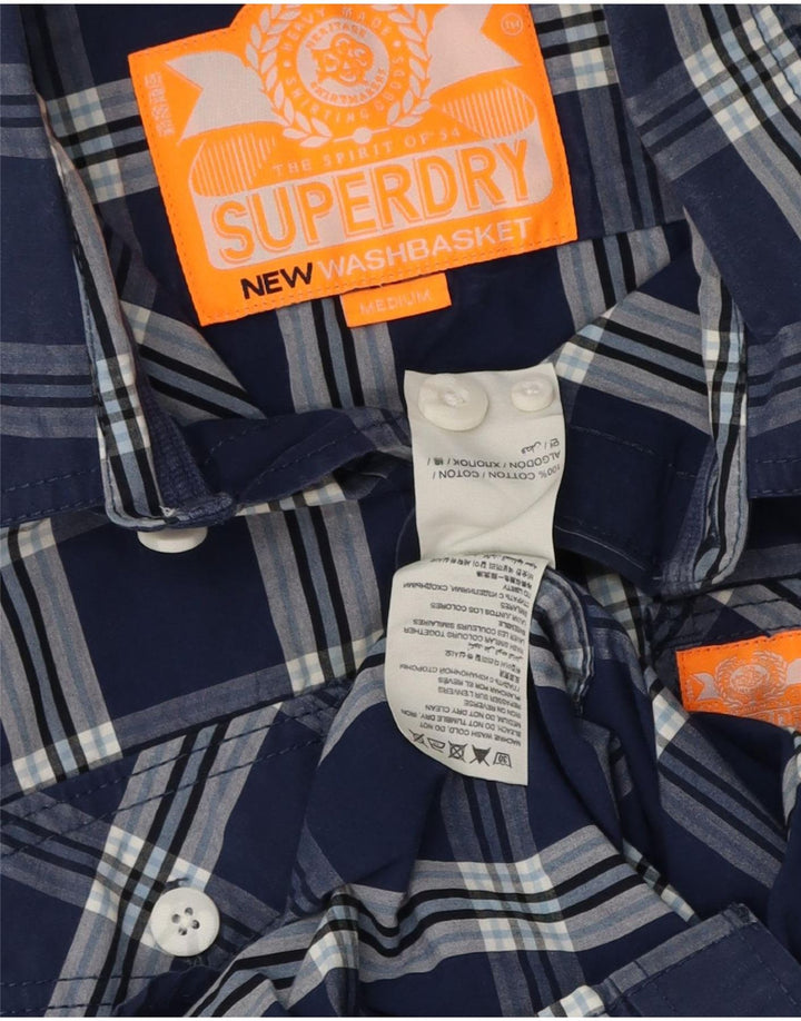 Superdry Mens Shirt Medium Navy Blue Check Cotton