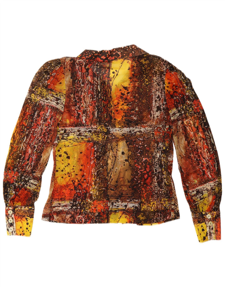Vintage Womens Abstract Pattern Shirt Blouse UK 12 Medium Multicoloured