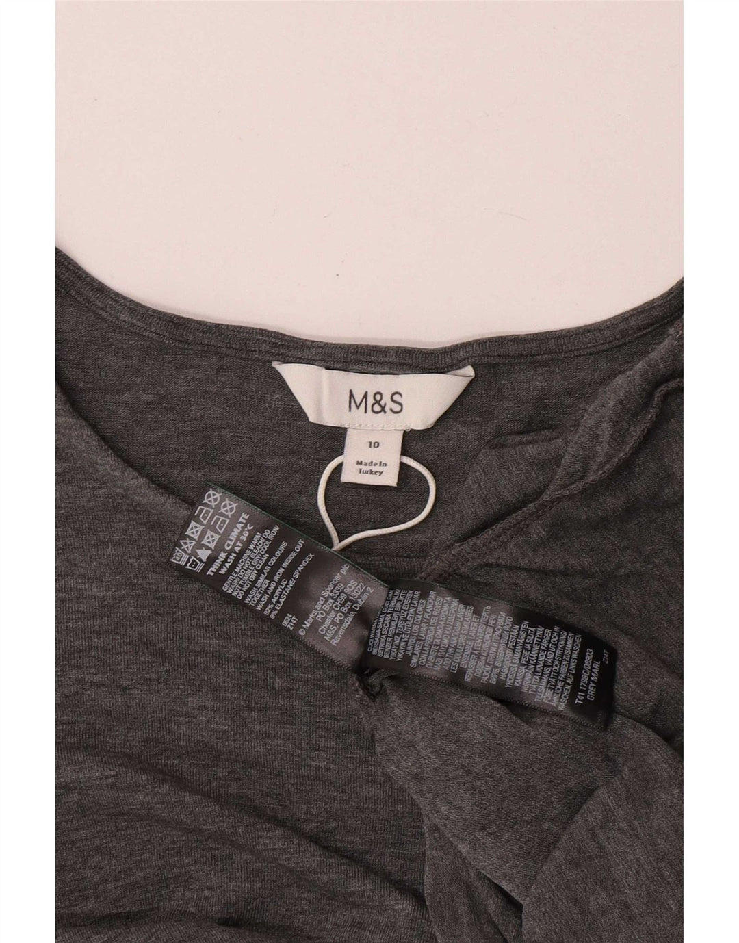 Marks & Spencer Womens Top Long Sleeve UK 10 Small Grey Acrylic