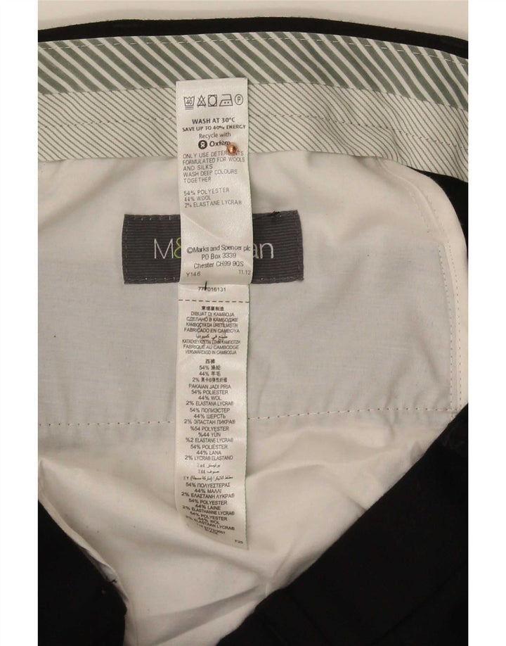 Marks & Spencer Mens Straight Suit Trousers W34 L33 Black Polyester