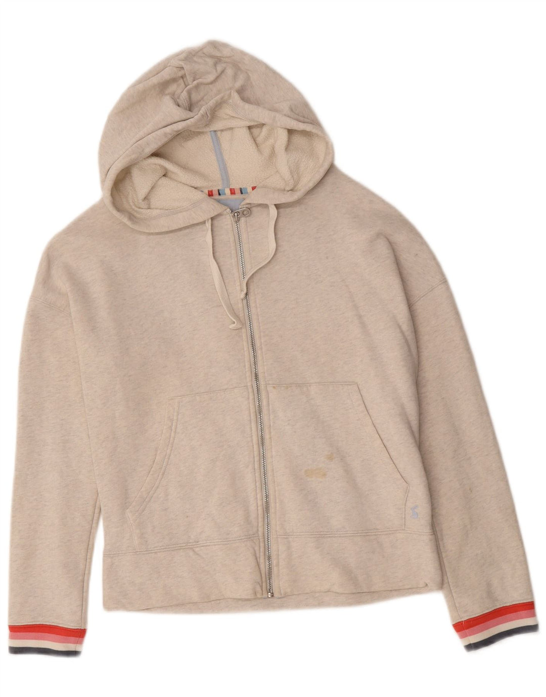 Joules Womens Oversized Zip Hoodie Sweater UK 10 Small Beige Polyester