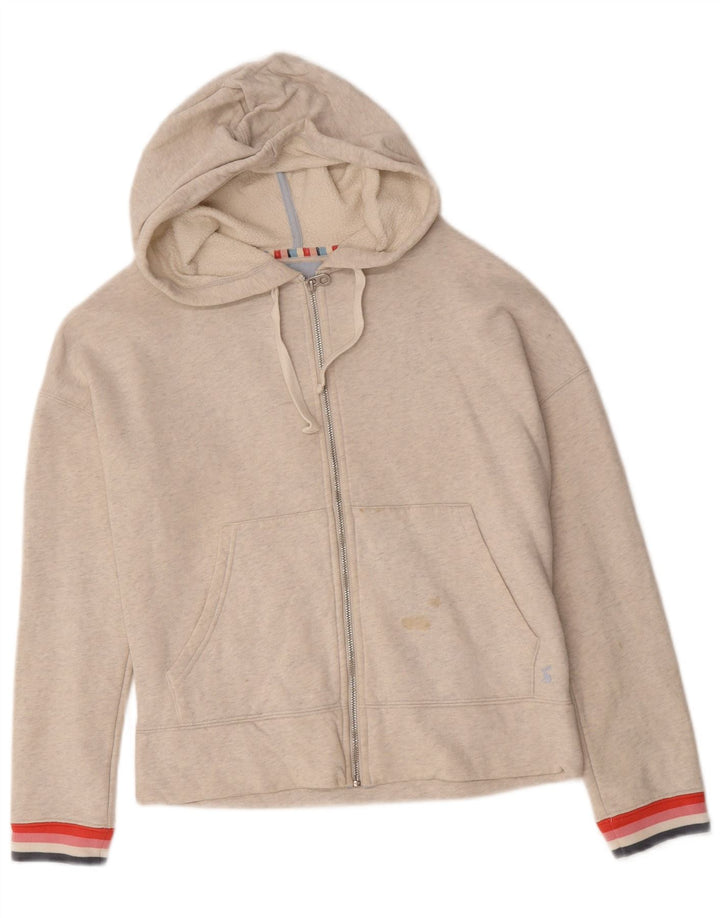 Joules Womens Oversized Zip Hoodie Sweater UK 10 Small Beige Polyester