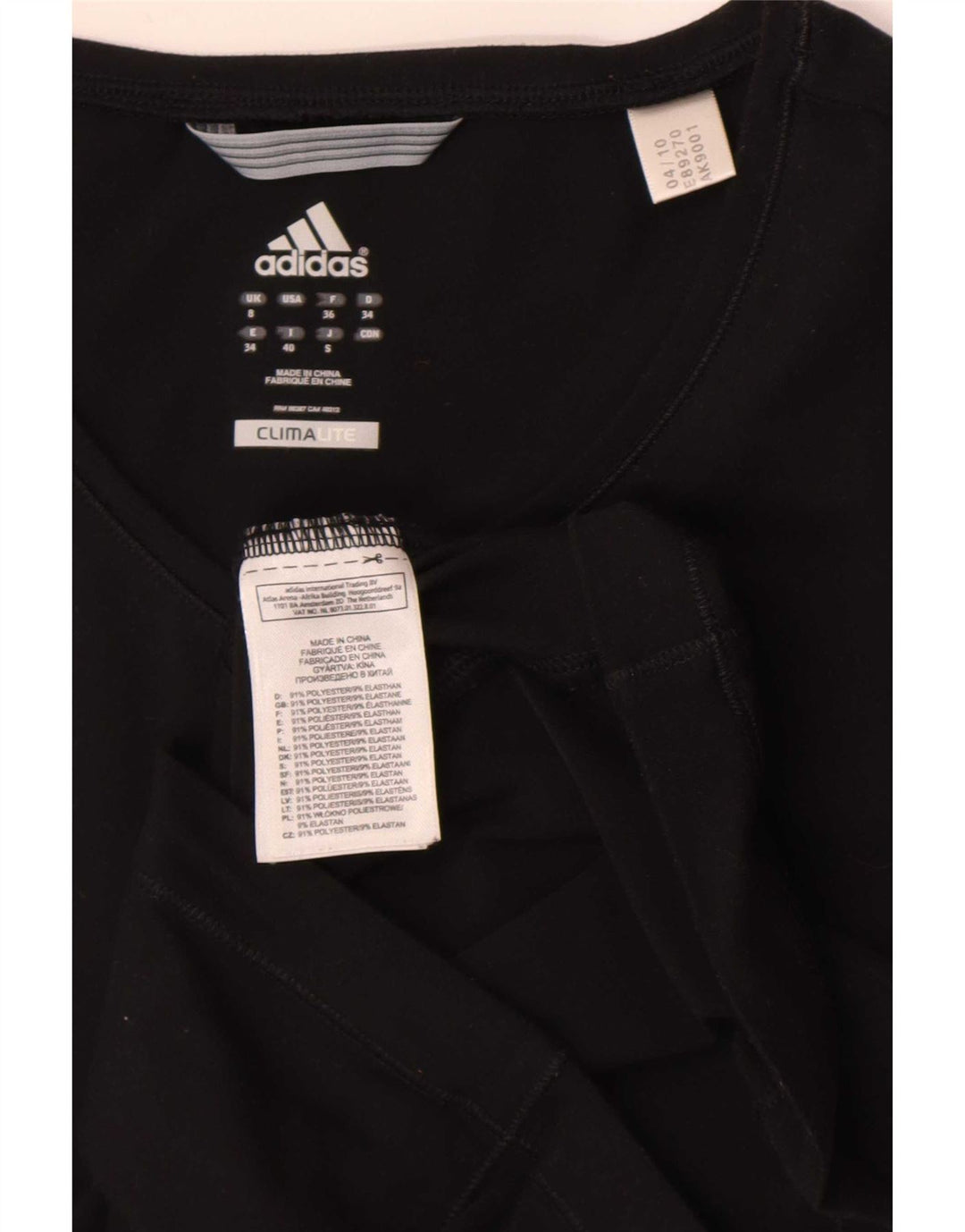 Adidas Womens Climalite T-Shirt Top UK 8 Small Black Polyester