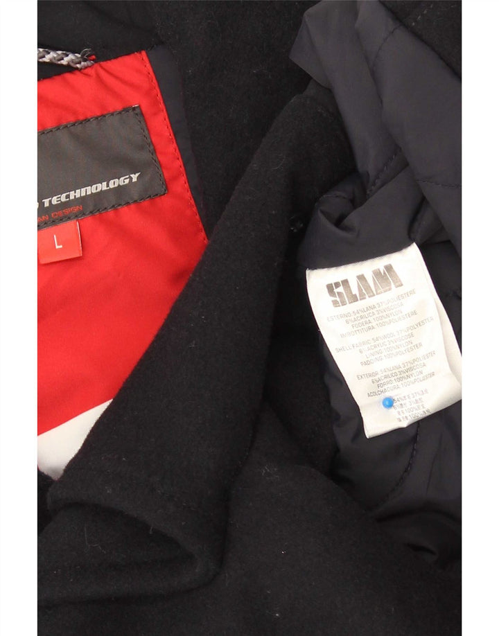 Slam Mens Pea Coat UK 40 Large Navy Blue Wool