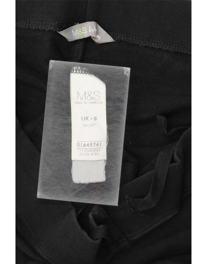 Marks & Spencer Womens Tracksuit Trousers UK 8 Small Black Cotton