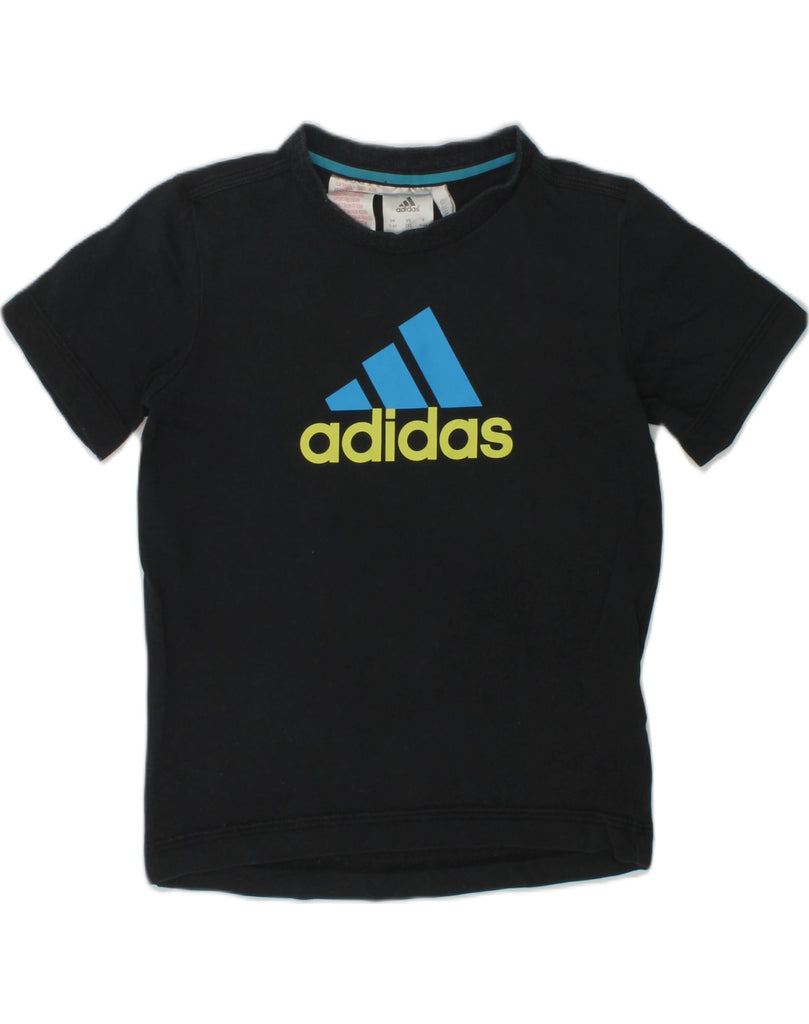 ADIDAS Boys Climalite Graphic T-Shirt Top 5-6 Years Black Cotton | Vintage Adidas | Thrift | Second-Hand Adidas | Used Clothing | Messina Hembry 