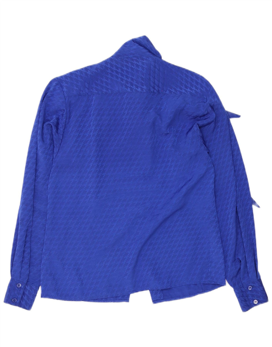 Evan Picone Womens Front Tie Shirt Blouse US 4 Small Blue Houndstooth