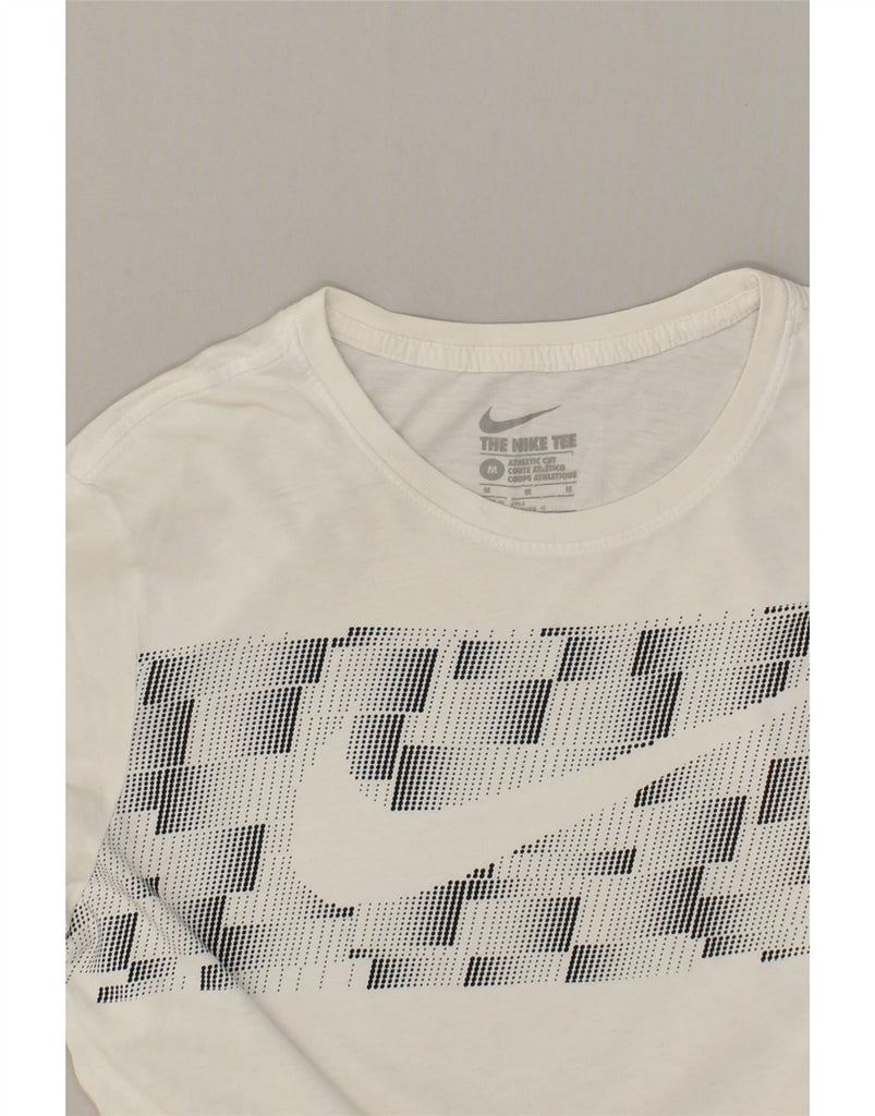 NIKE Mens Athletic Cut Graphic T-Shirt Top Medium White Cotton | Vintage Nike | Thrift | Second-Hand Nike | Used Clothing | Messina Hembry 