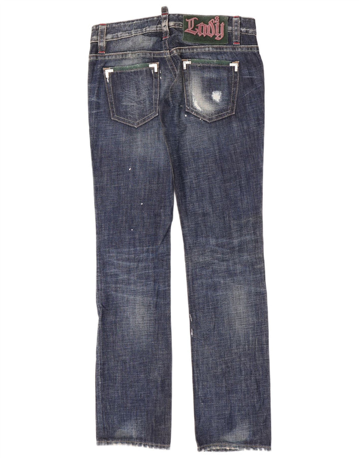 Dsquared2 Womens Super Low Straight Jeans IT 44 Medium W32 L35 Blue Spotted