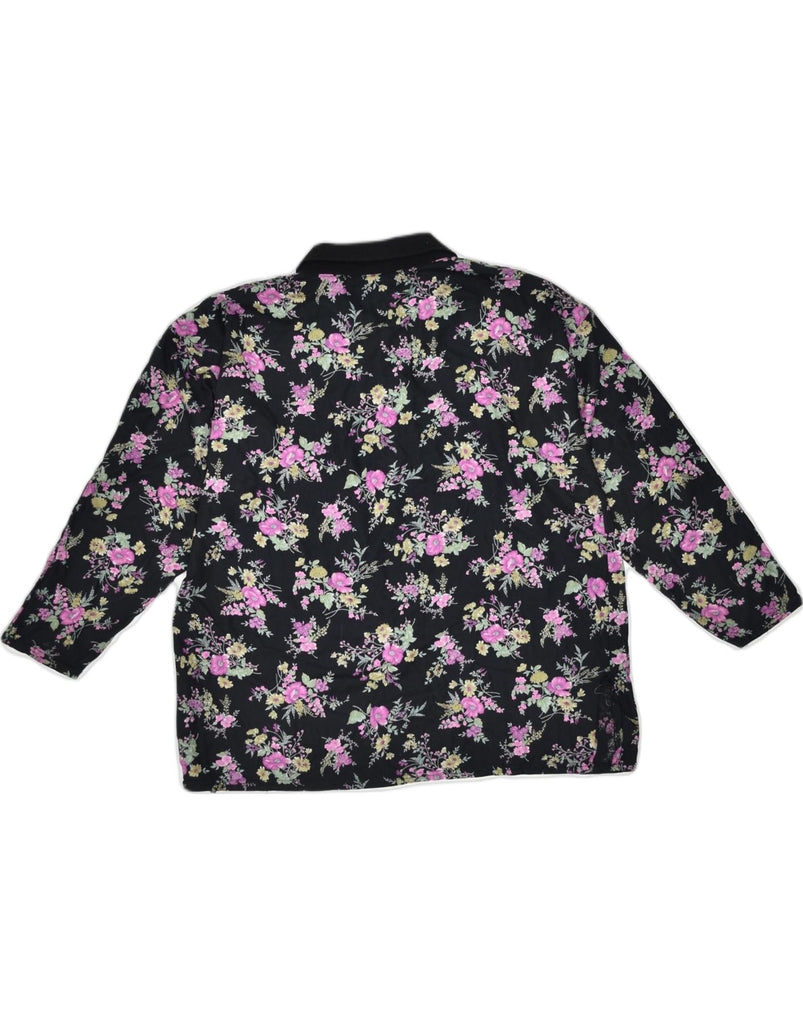 VINTAGE Womens Pullover Shirt UK 16 Large Black Floral | Vintage | Thrift | Second-Hand | Used Clothing | Messina Hembry 