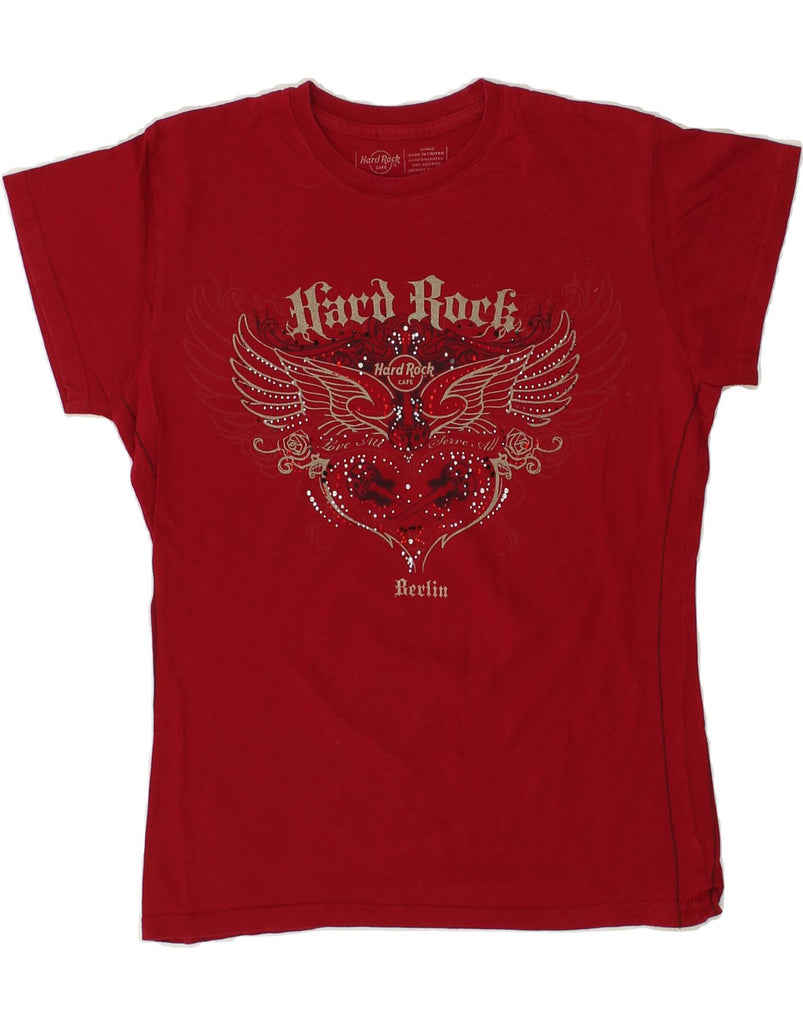 HARD ROCK CAFE Womens Berlin Graphic T-Shirt Top UK 16 Large Red Cotton | Vintage Hard Rock Cafe | Thrift | Second-Hand Hard Rock Cafe | Used Clothing | Messina Hembry 