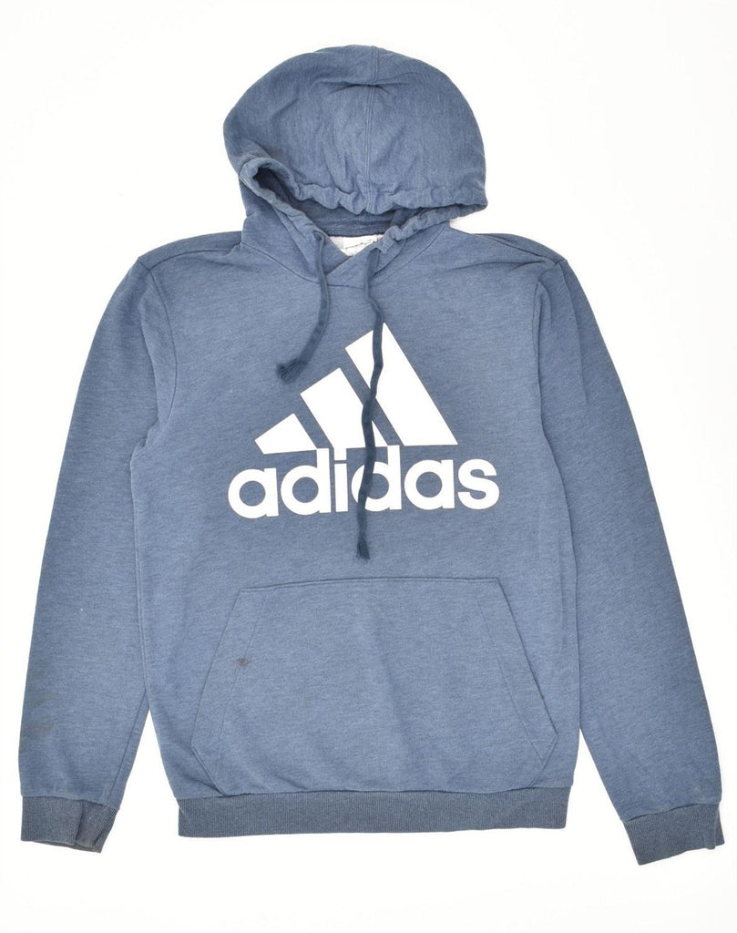 ADIDAS Mens Graphic Hoodie Jumper Small Blue Cotton | Vintage Adidas | Thrift | Second-Hand Adidas | Used Clothing | Messina Hembry 