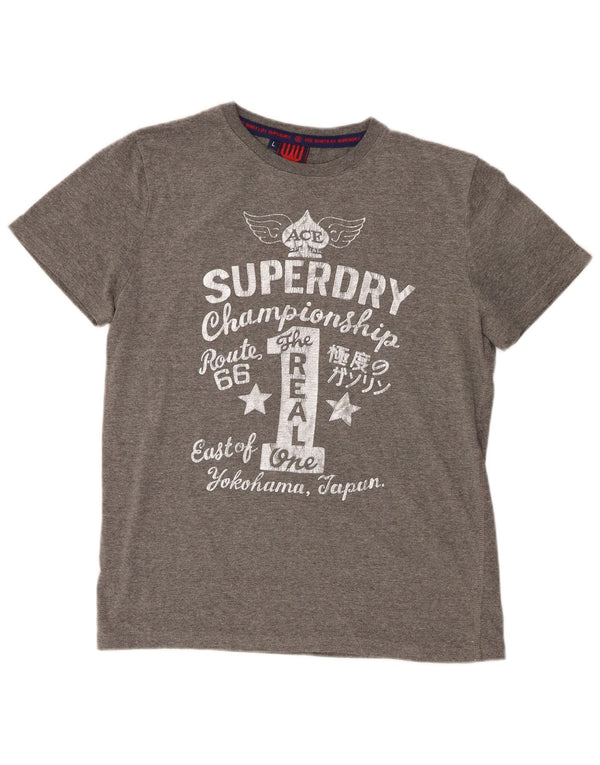Superdry Mens Graphic T-Shirt Top Large Grey Cotton