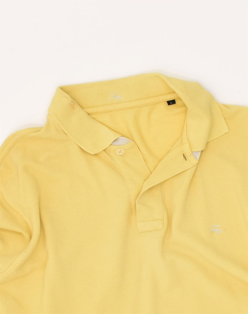 FAY Mens Long Sleeve Polo Shirt Large Yellow Cotton | Vintage Fay | Thrift | Second-Hand Fay | Used Clothing | Messina Hembry 