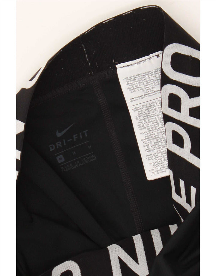 Nike Womens Dri Fit Graphic Leggings UK 12 Medium Black Polyester