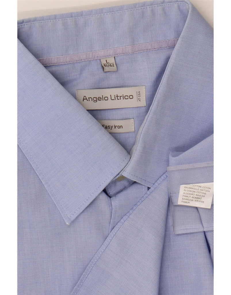 ANGELO LITRICO Mens Shirt Size 41/42 Large Blue Cotton Vintage Angelo Litrico and Second-Hand Angelo Litrico from Messina Hembry 
