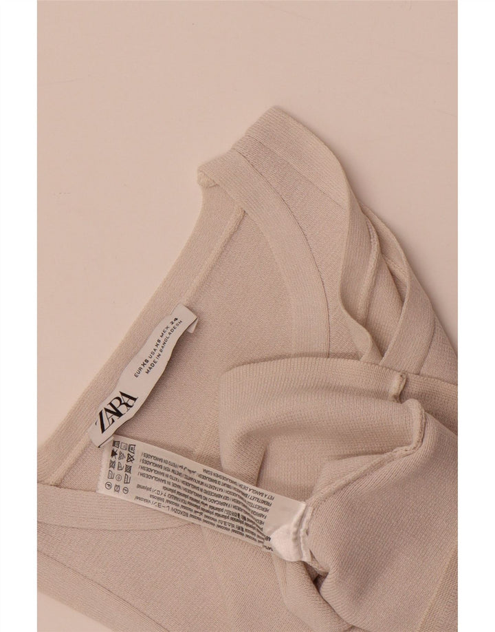 Zara Womens Crop Vest Top UK 4 XS White Viscose
