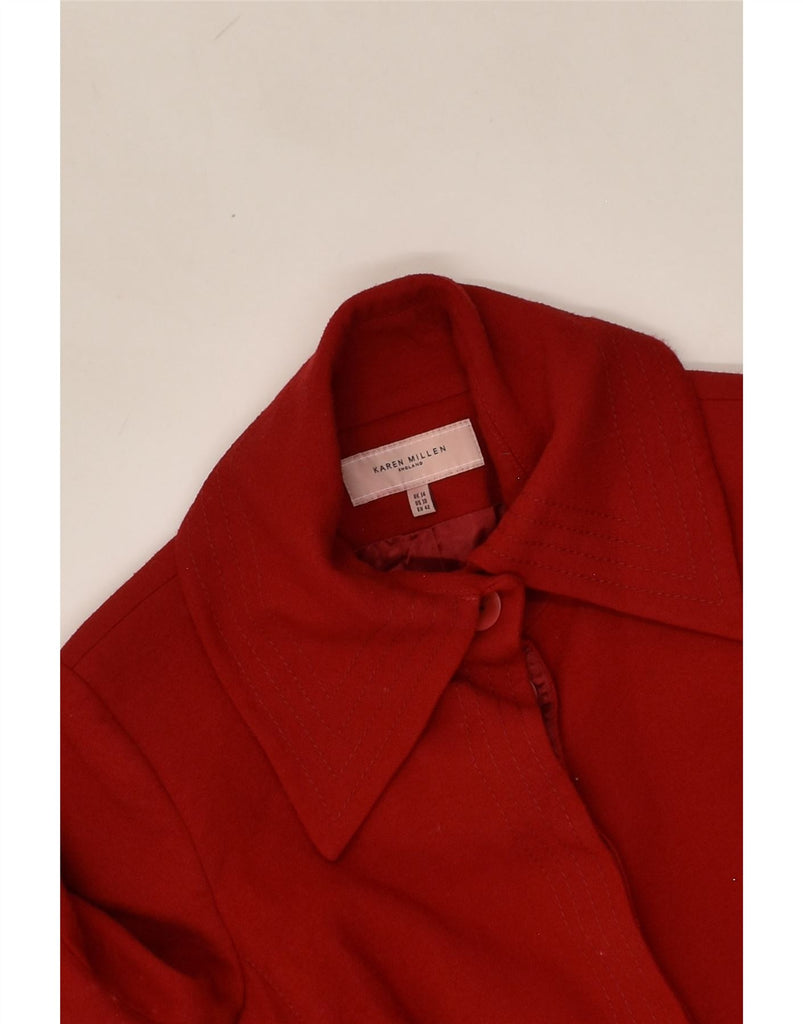 KAREN MILLEN Womens Overcoat UK 14 Medium Red Wool | Vintage Karen Millen | Thrift | Second-Hand Karen Millen | Used Clothing | Messina Hembry 