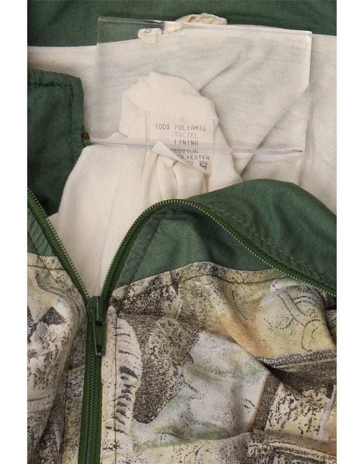VINTAGE Mens Loose Fit Graphic Tracksuit Top Jacket Small Khaki Polyamide