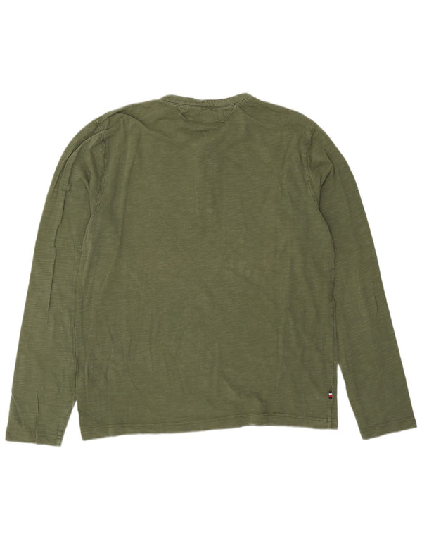 Tommy Hilfiger Mens Top Long Sleeve XL Khaki Cotton