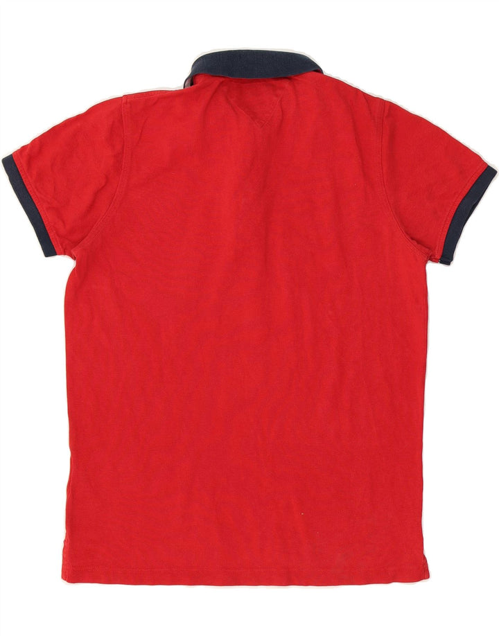 TOMMY HILFIGER Mens Slim Fit Polo Shirt Medium Red Cotton Vintage Tommy Hilfiger and Second-Hand Tommy Hilfiger from Messina Hembry 