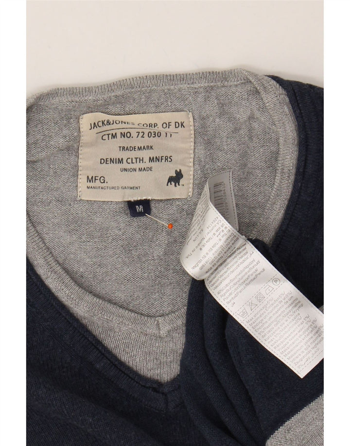 JACK & JONES Mens V-Neck Jumper Sweater Medium Navy Blue Viscose Vintage Jack & Jones and Second-Hand Jack & Jones from Messina Hembry 
