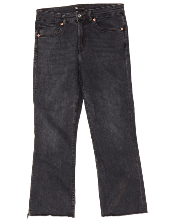 Zara Womens High Waist Crop Bootcut Jeans EU 40 Medium W30 L25 Black