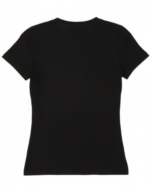 Adidas Womens Graphic T-Shirt Top UK 4/6 XS Black Floral Cotton Flower