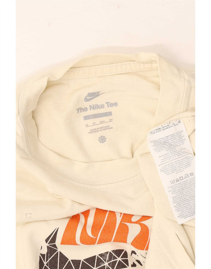 Nike Mens Graphic T-Shirt Top XS Beige Cotton