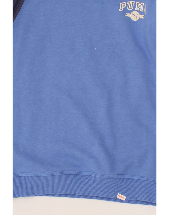 PUMA Womens Sweatshirt Jumper UK 10 Small Blue Colourblock Cotton Vintage Puma and Second-Hand Puma from Messina Hembry 