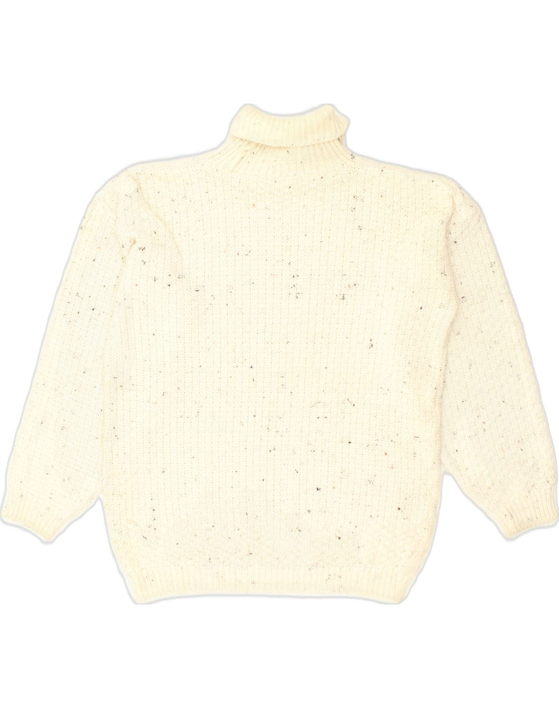 VINTAGE Womens Roll Neck Jumper Sweater UK 18 XL White Flecked Acrylic | Vintage Vintage | Thrift | Second-Hand Vintage | Used Clothing | Messina Hembry 