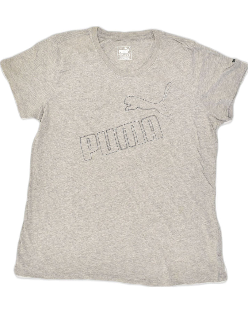 PUMA Womens Graphic T-Shirt Top UK 16 Large Grey Cotton | Vintage Puma | Thrift | Second-Hand Puma | Used Clothing | Messina Hembry 