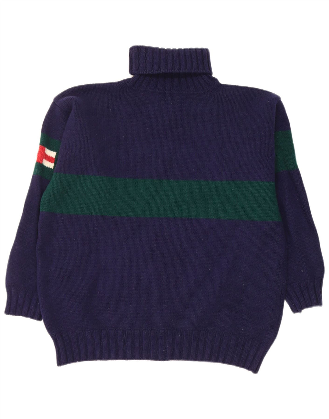 Hackett Womens Roll Neck Jumper Sweater UK 18 XL Navy Blue Colourblock Wool