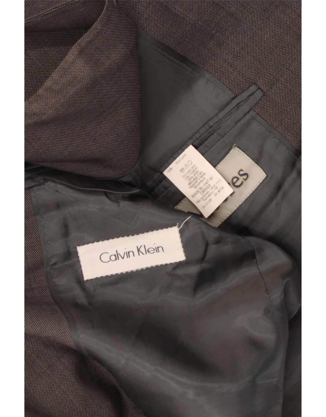 Calvin Klein Mens 2 Button Blazer Jacket UK 36 Small Grey Wool