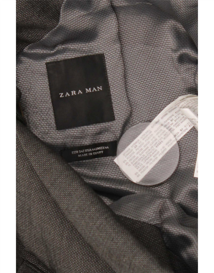 Zara Mens 2 Button Blazer Jacket Size 54 XL Grey Polyester