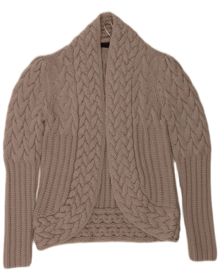 Reiss Womens Open Cardigan Sweater UK 14 Medium Beige Wool